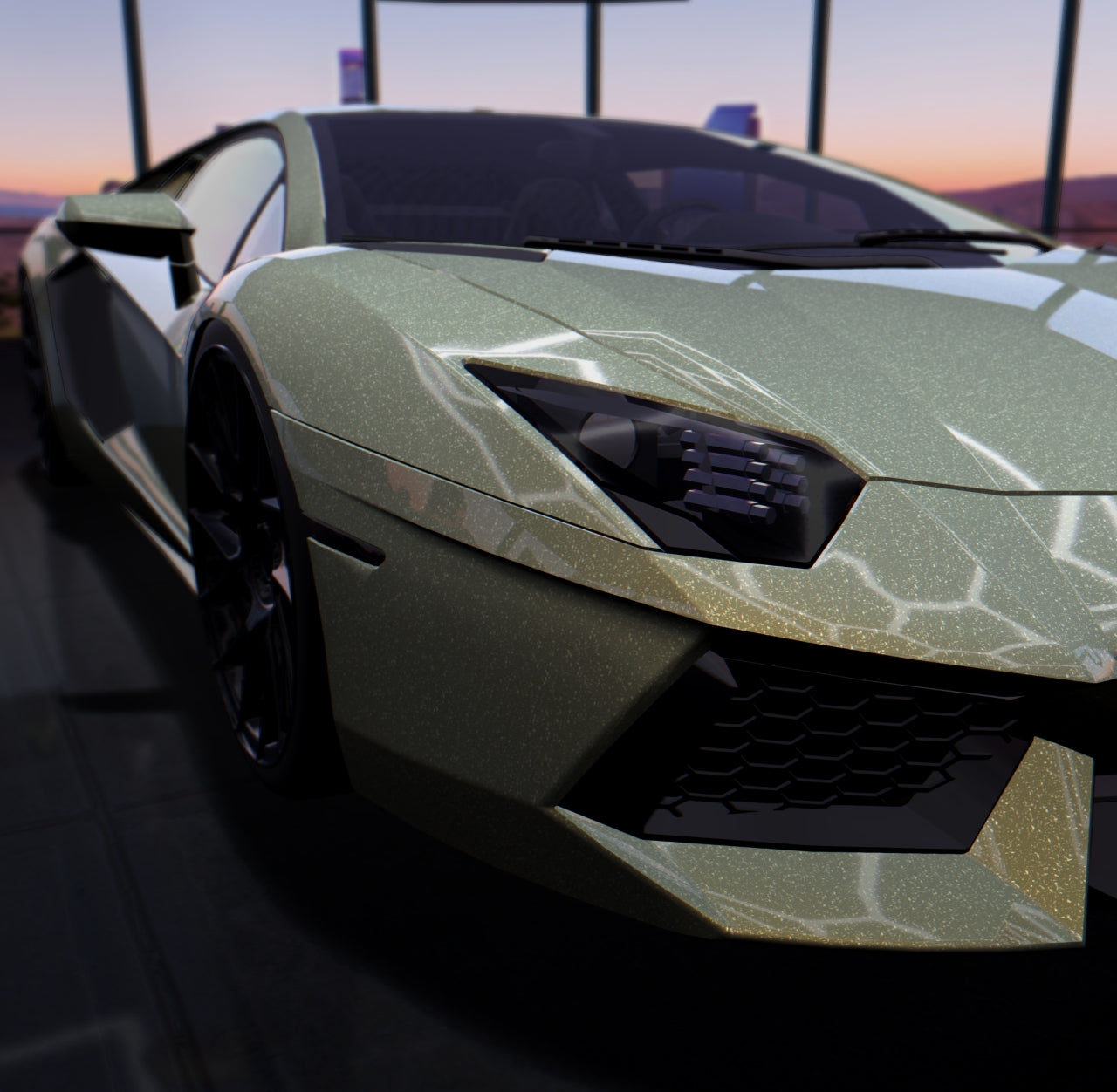 Gloss Diamond Khaki Green Gold Shift