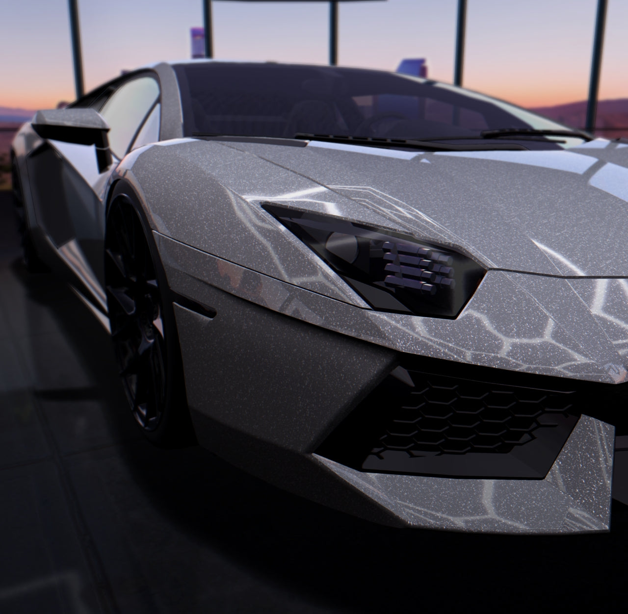 Gloss Diamond Sparkle Battleship Grey