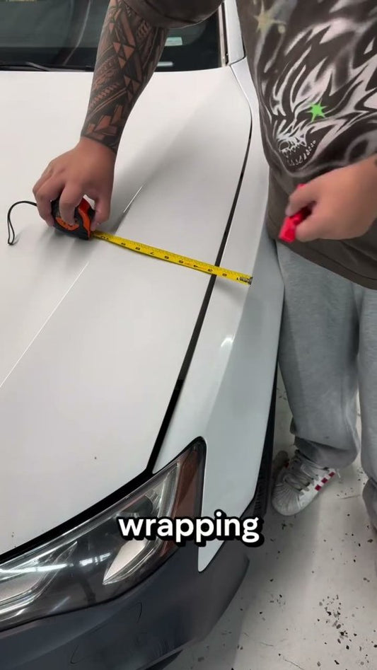 Audi A5 hood vinyl wrap measuring tip - Aura Vinyl