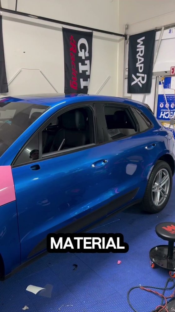 Blue wrap on a 2015 to 2021 Porsche Macan - Aura Vinyl