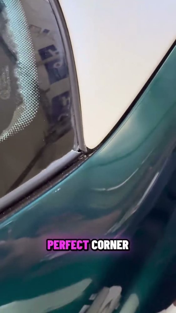 Dark Green Vinyl Wrap Corner Installation - Aura Vinyl