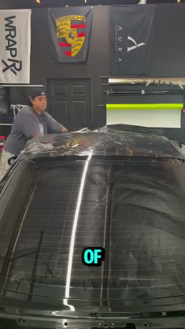 Gloss Black roof wrap on an Acura RSX - Aura Vinyl