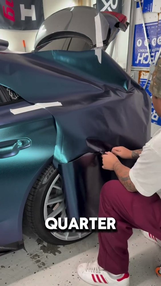 Grey Vinyl Wrap on a Tesla Model S - Aura Vinyl