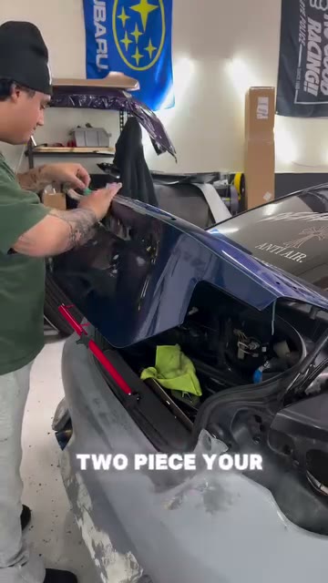 Grey wrap on a Subaru BRZ trunk - Aura Vinyl