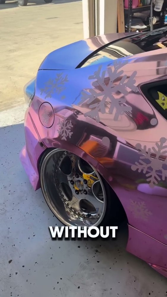 Holiday Decals on a Pink Chrome Subaru BRZ - Aura Vinyl