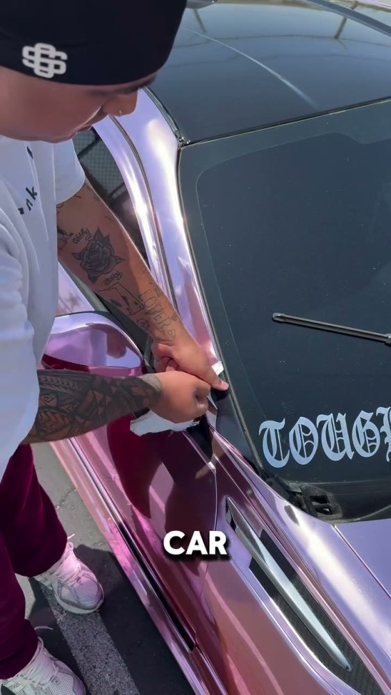 Pink wrap removal on a Subaru BRZ - Aura Vinyl