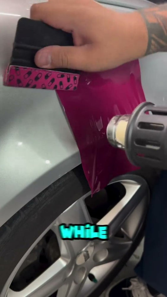 Vinyl wrap heating technique on a silver Audi - Aura Vinyl