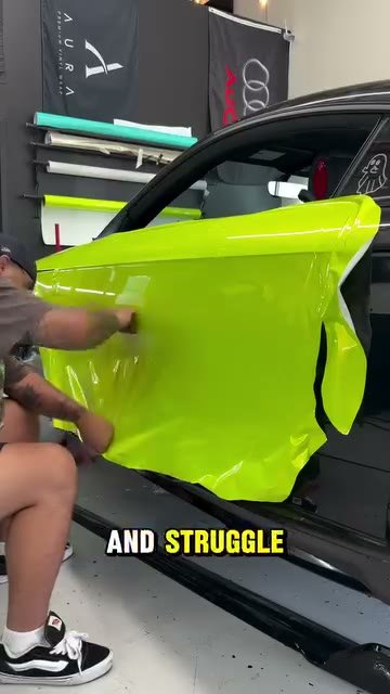 Vinyl wrap install on an Audi R8 door - Aura Vinyl