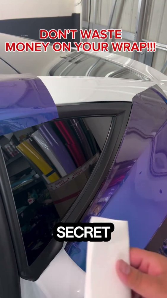 Vinyl wrap tucking technique on a Tesla Model 3 - Aura Vinyl