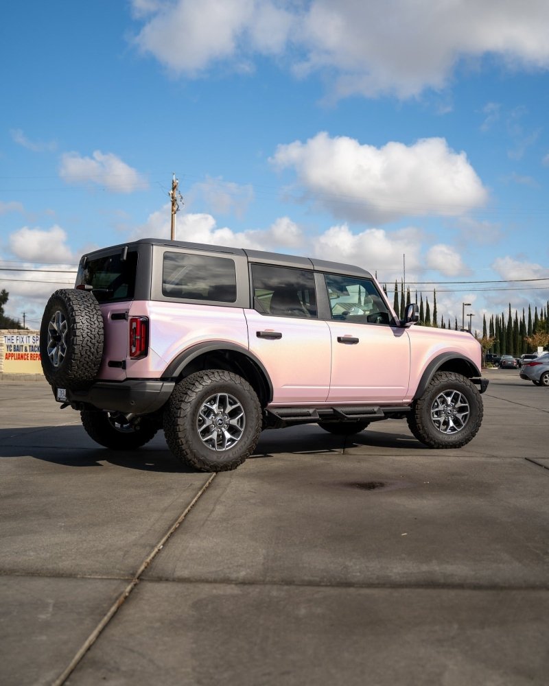 Blush pink iridescent car wrap film
