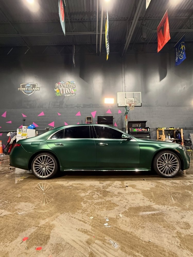 Matte Serpent Green Wrapped Car