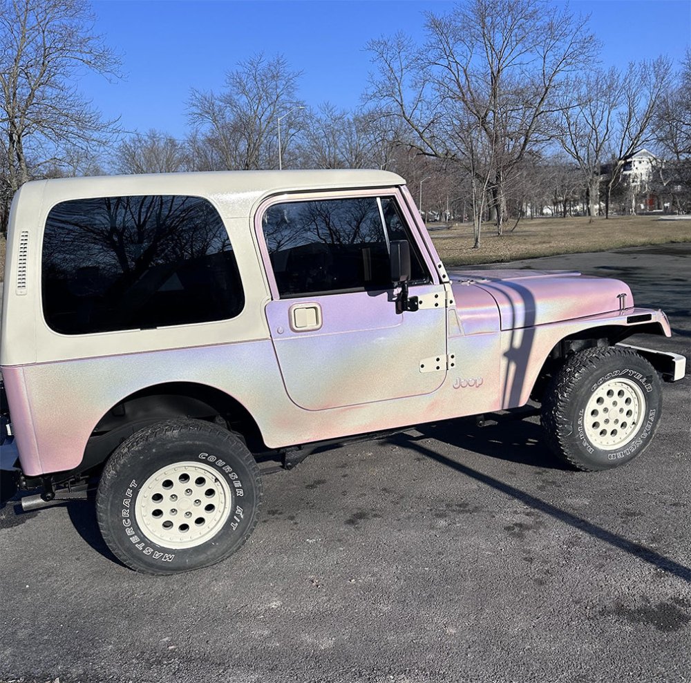 Gloss iridescent blush pink car wrap