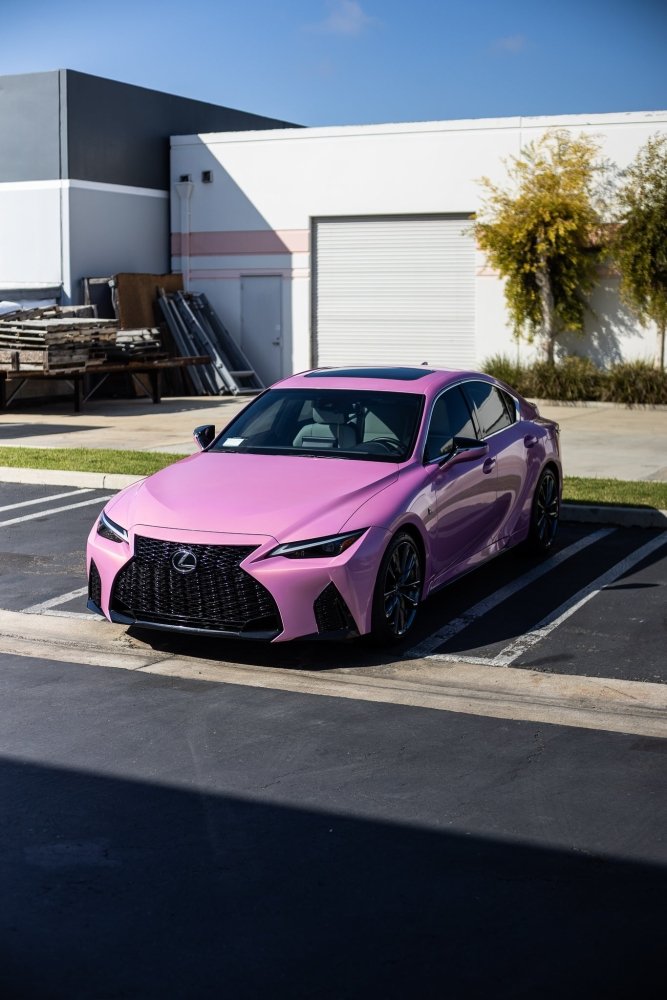 Pink vinyl on vehicle