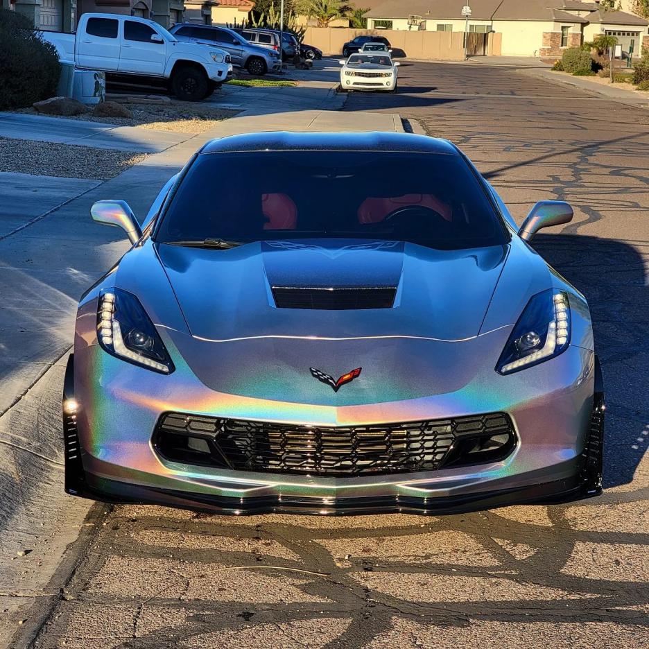 Glossy silver iridescent vinyl