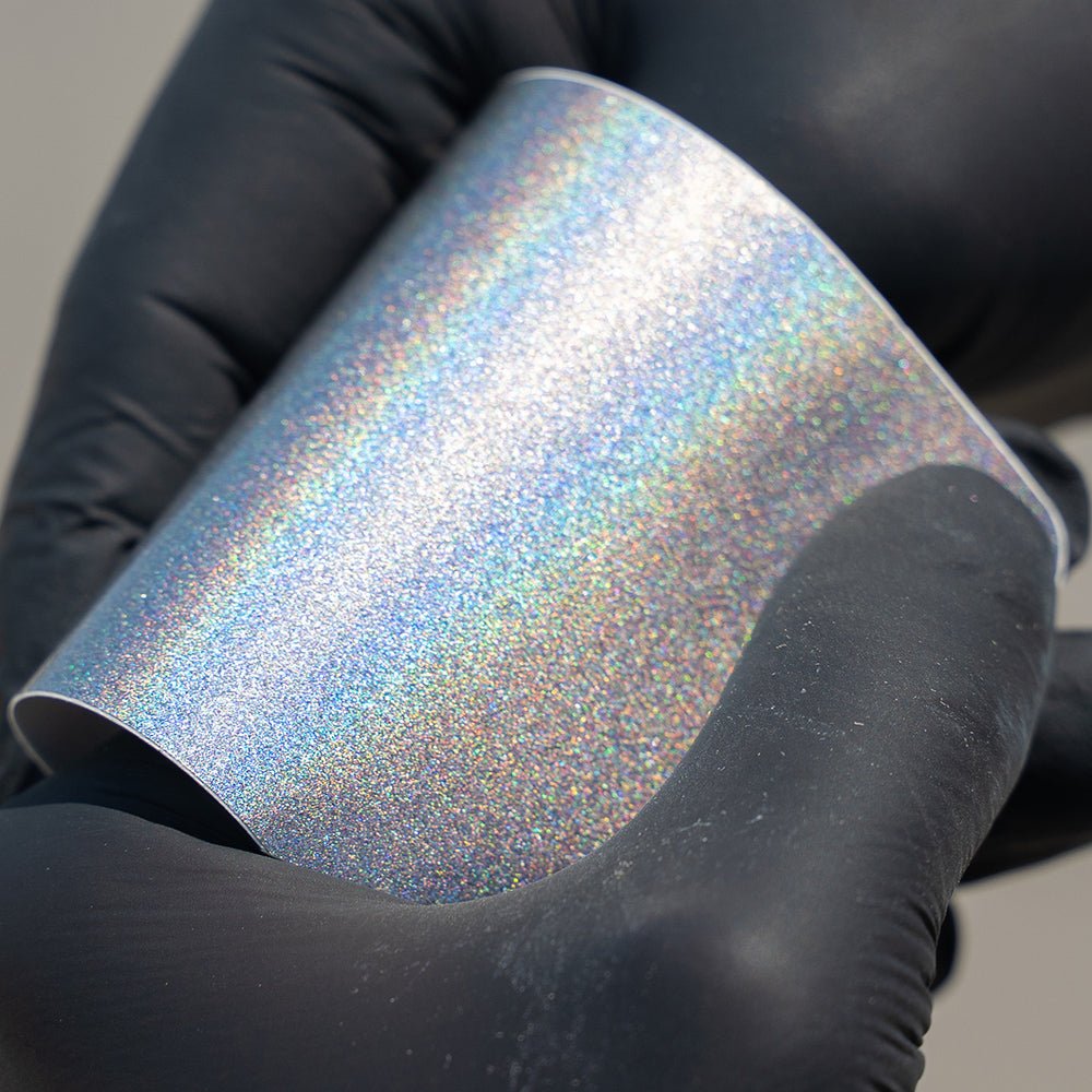 Gloss iridescent silver vinyl wrap roll