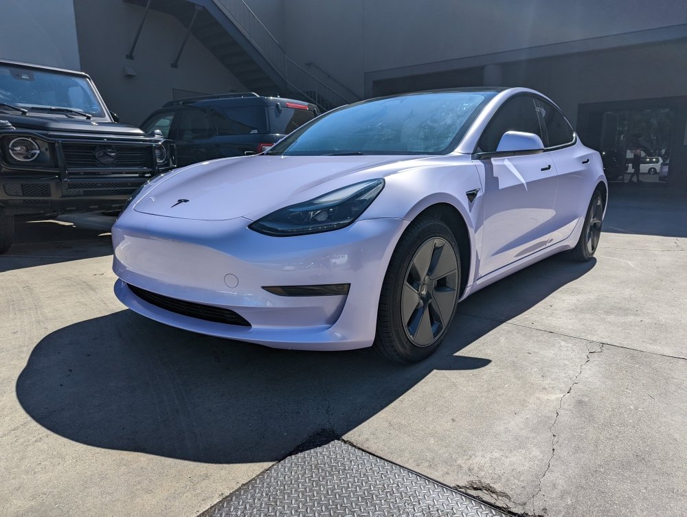 Lavender pearl car wrap with glossy finish