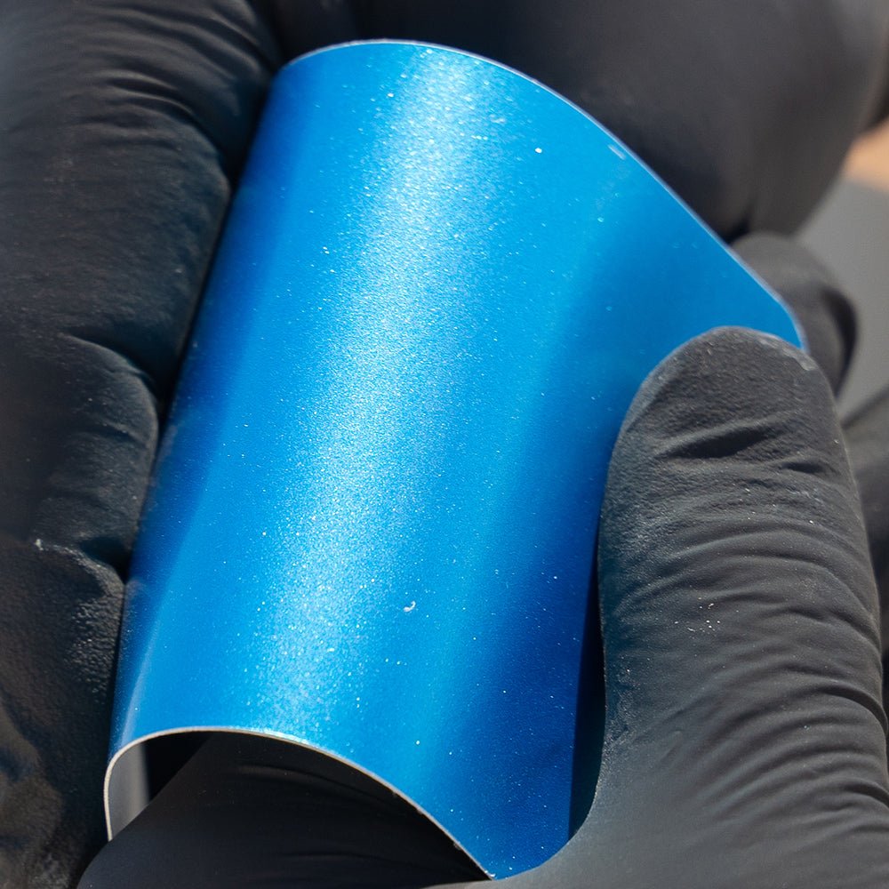 Satin Metallic Ocean Blue Sample
