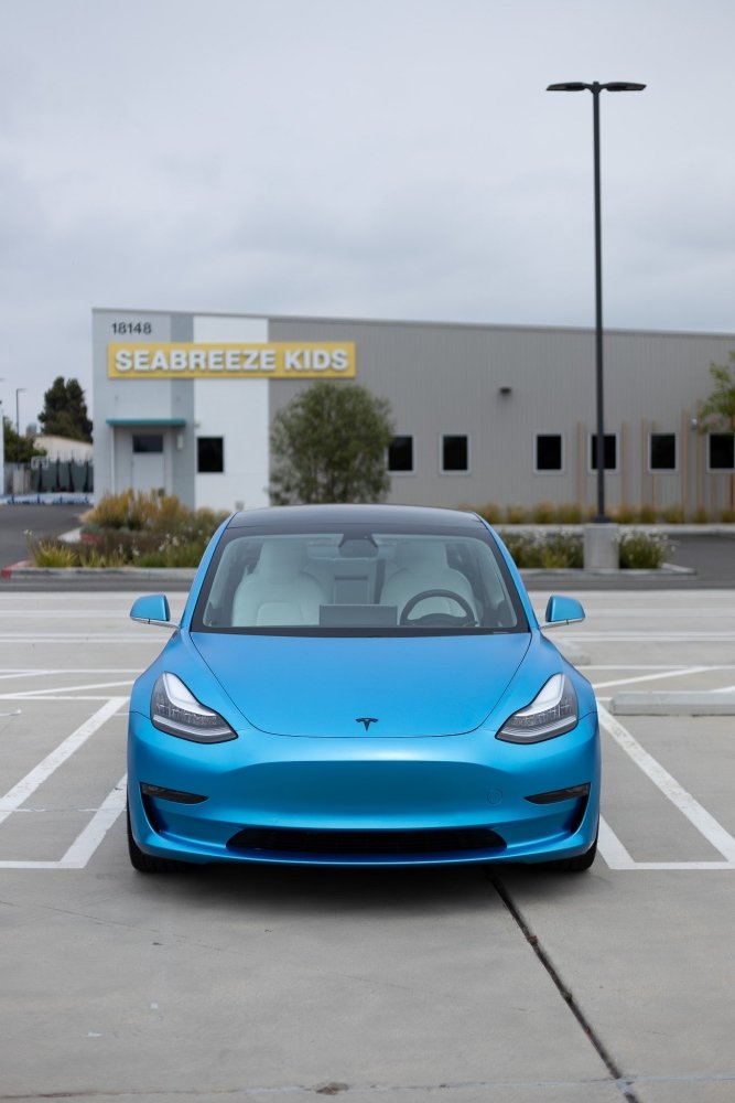 Satin Metallic Ocean Blue car exterior