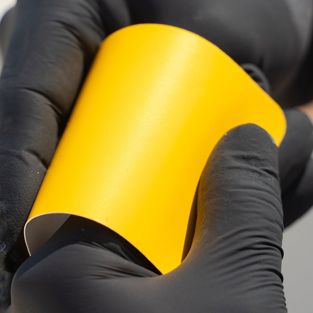 Metallic yellow satin vinyl sheet