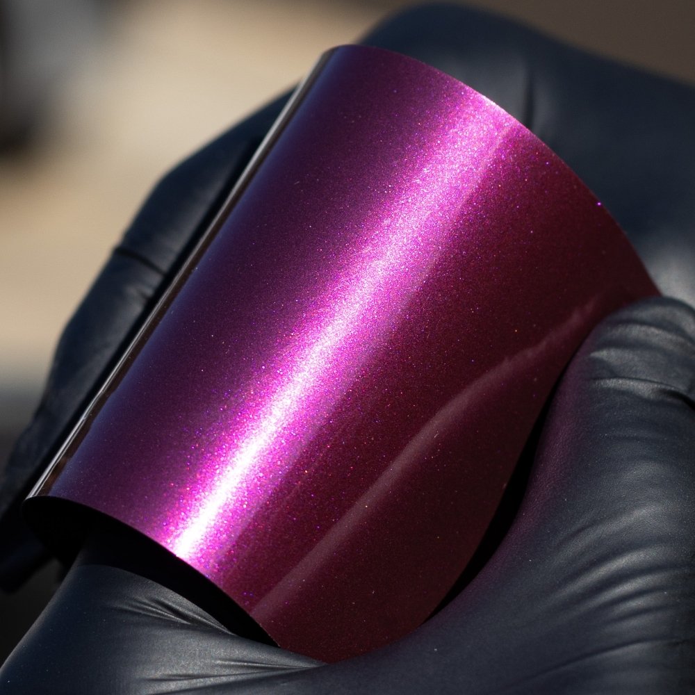 purple metallic car wrap sample - Aura Vinyl